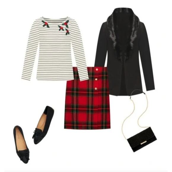 TALBOTS Wool Blend Red Plaid Skirt with Gold Hardware // 4 Petite - Picture 12 of 12